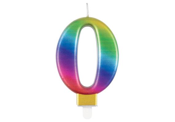 Unique Candles - Regenbogenkerze ''0'', 8 cm