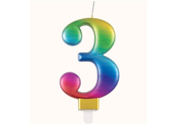 Unique Candles - Regenbogenkerze ''3'', 8 cm