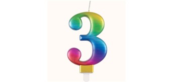 Unique Candles - Regenbogenkerze ''3'', 8 cm