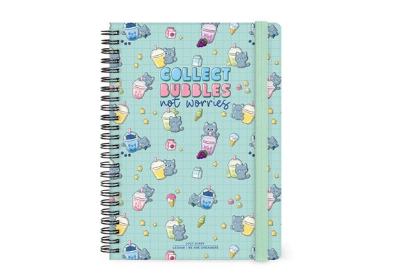 Wochenplaner für 12 Monate mit Spiralbindung - Large - 2027 Kitty - Bubble Tea