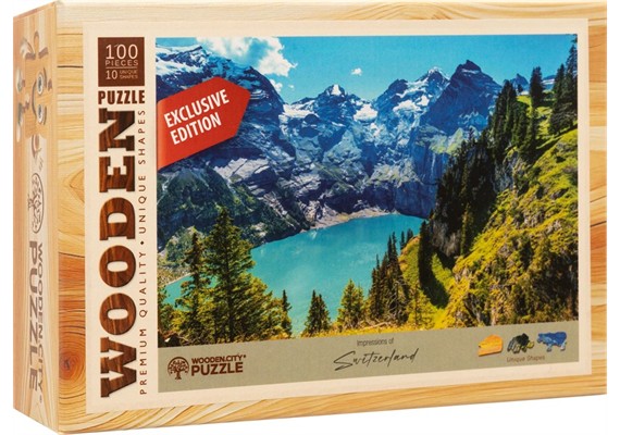 Wooden City - Mini-Puzzle Holz Oeschinensee 100 Teile