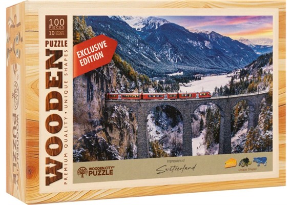 Wooden City - Mini-Puzzle Holz RhB Viadukt 100 Teile