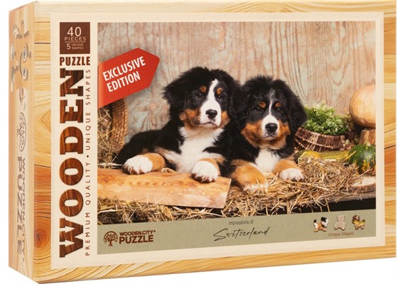 Wooden City - Mini-Puzzle Holz Welpen 40 Teile