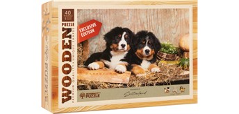 Wooden City - Mini-Puzzle Holz Welpen 40 Teile