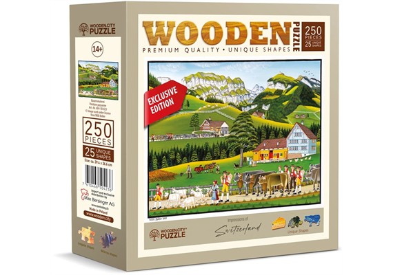 Wooden City Puzzle Holz L CH Bauernmalerei 250 Teile