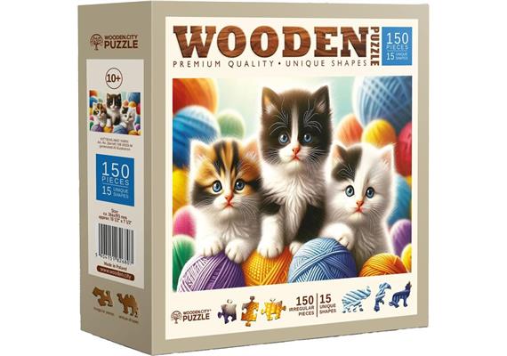Wooden City Puzzle Holz M Kittens and Yarn 150 Teile