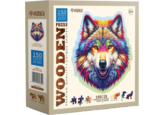Wooden City Puzzle Holz M Rainbow Wolf 150 Teile