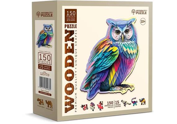 Wooden City - Puzzle Holz M Trendy Owl 150 Teile