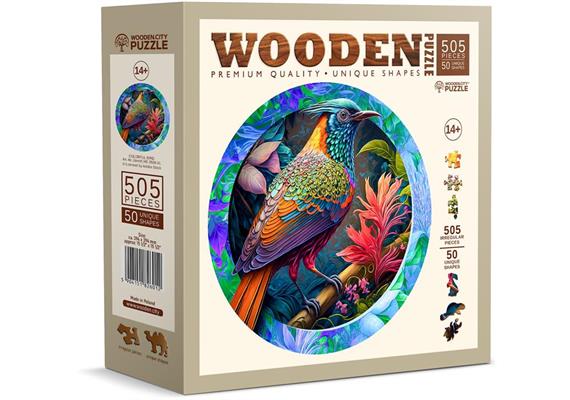Wooden City - Puzzle Holz XL Colorful Bird 250 Teile