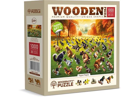 Wooden City Puzzle Holz XL Puppies Poopies 1000 Teile