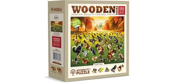 Wooden City Puzzle Holz XL Puppies Poopies 1000 Teile