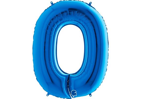 Zahlen-Folienballon - 0 in blau ohne Füllung