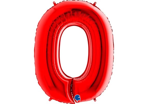 Zahlen-Folienballon - 0 in rot ohne Füllung 102 cm