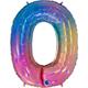 Zahlen-Folienballon - 0 regenbogen glitter holografisch