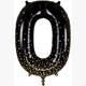 Zahlen-Folienballon 0 Sparkling Fizz Holograhic Schwarz & Gold 86 cm