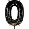 Zahlen-Folienballon 0 Sparkling Fizz Holograhic Schwarz & Gold 86 cm