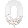 Zahlen-Folienballon 0 Sparkling Fizz Holograhic Weiss Rose Gold 86 cm