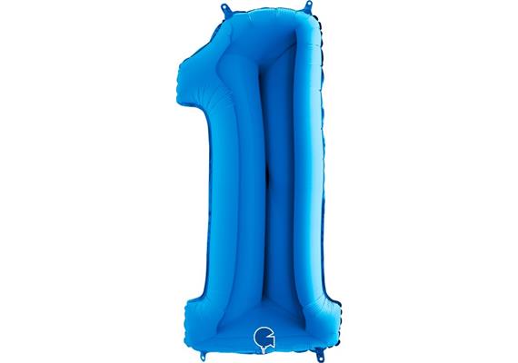 Zahlen-Folienballon - 1 in blau ohne Füllung