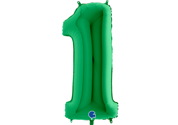 Zahlen-Folienballon - 1 in grün ohne Füllung