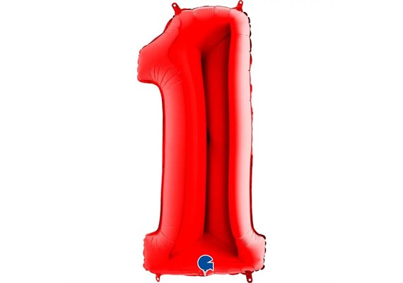 Zahlen-Folienballon - 1 in rot ohne Füllung 102 cm