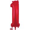 Zahlen-Folienballon - 1 in rot ohne Füllung 86 cm