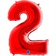 Zahlen-Folienballon - 2 in rot ohne Füllung 102 cm