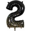 Zahlen-Folienballon 2 Sparkling Fizz Holograhic Schwarz & Gold 86 cm