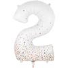 Zahlen-Folienballon 2 Sparkling Fizz Holograhic Weiss Rose Gold 86 cm
