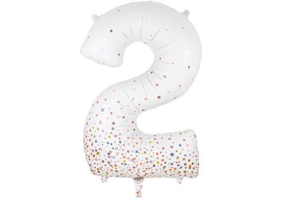 Zahlen-Folienballon 2 Sparkling Fizz Holograhic Weiss Rose Gold 86 cm