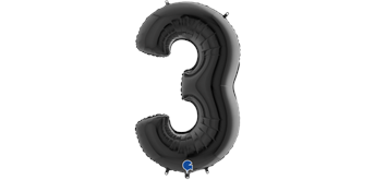 Zahlen-Folienballon - 3 in schwarz ohne Füllung