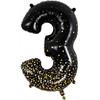 Zahlen-Folienballon 3 Sparkling Fizz Holograhic Schwarz & Gold 86 cm