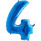 Zahlen-Folienballon - 4 in blau ohne Füllung