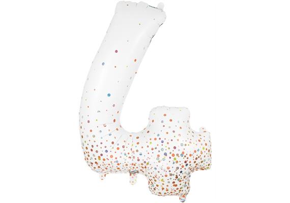 Zahlen-Folienballon 4 Sparkling Fizz Holograhic Weiss Rose Gold 86 cm