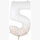 Zahlen-Folienballon 5 Sparkling Fizz Holograhic Weiss Rose Gold 86 cm
