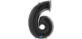 Zahlen-Folienballon - 6 in schwarz ohne Füllung