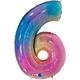 Zahlen-Folienballon - 6 regenbogen glitter holografisch