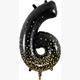 Zahlen-Folienballon 6 Sparkling Fizz Holograhic Schwarz & Gold 86 cm