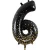 Zahlen-Folienballon 6 Sparkling Fizz Holograhic Schwarz & Gold 86 cm