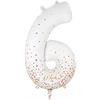 Zahlen-Folienballon 6 Sparkling Fizz Holograhic Weiss Rose Gold 86 cm