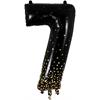 Zahlen-Folienballon 7 Sparkling Fizz Holograhic Schwarz & Gold 86 cm