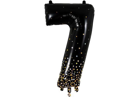 Zahlen-Folienballon 7 Sparkling Fizz Holograhic Schwarz & Gold 86 cm
