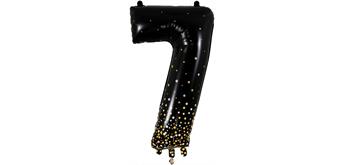 Zahlen-Folienballon 7 Sparkling Fizz Holograhic Schwarz & Gold 86 cm