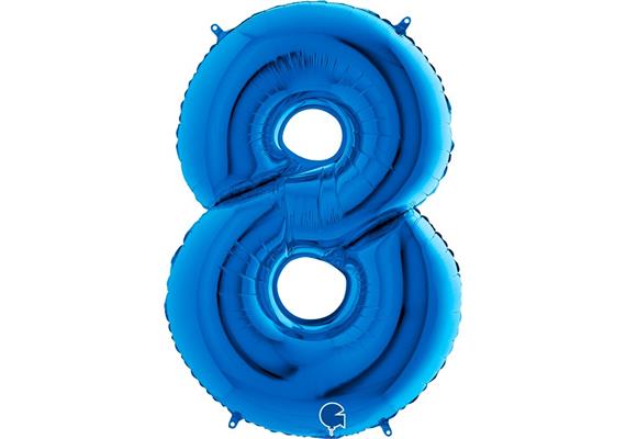 Zahlen-Folienballon - 8 in blau ohne Füllung