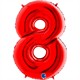 Zahlen-Folienballon - 8 in rot ohne Füllung 102 cm