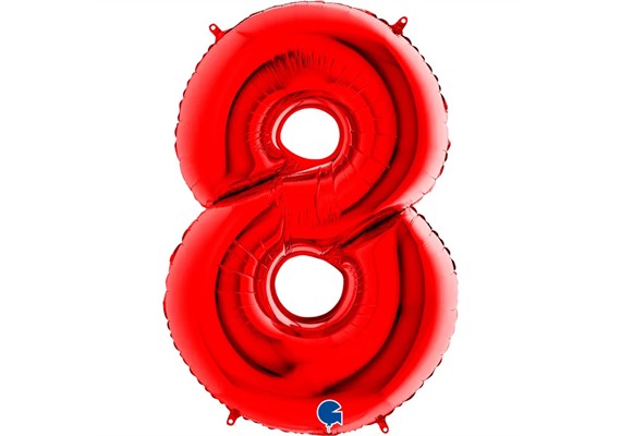 Zahlen-Folienballon - 8 in rot ohne Füllung 102 cm