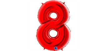 Zahlen-Folienballon - 8 in rot ohne Füllung 102 cm