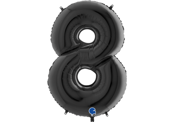 Zahlen-Folienballon - 8 in schwarz ohne Füllung