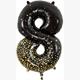 Zahlen-Folienballon 8 Sparkling Fizz Holograhic Schwarz & Gold 86 cm