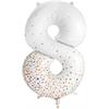 Zahlen-Folienballon 8 Sparkling Fizz Holograhic Weiss Rose Gold 86 cm