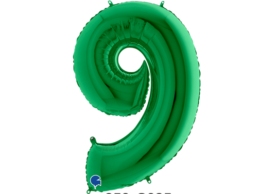Zahlen-Folienballon - 9 in grün ohne Füllung